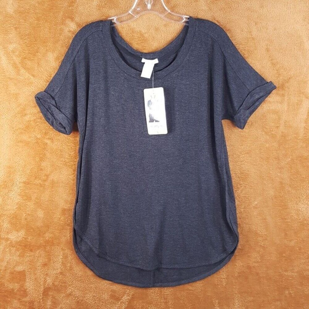 MATTY M Womens Top Small Charcoal Pullover Oversized Relaxed Soft Rayon Stretch